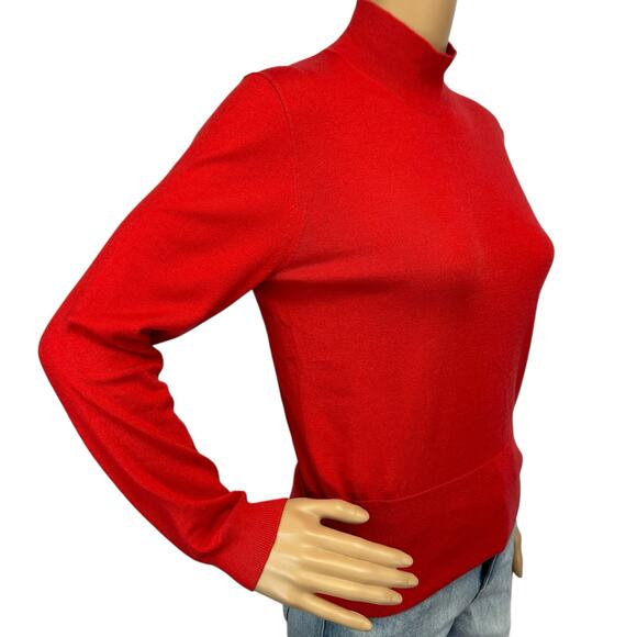 J. Crew Mockneck Silk Blend Sweater With Ribbed Trim Red BD412 Size XS - Picture 4 of 13